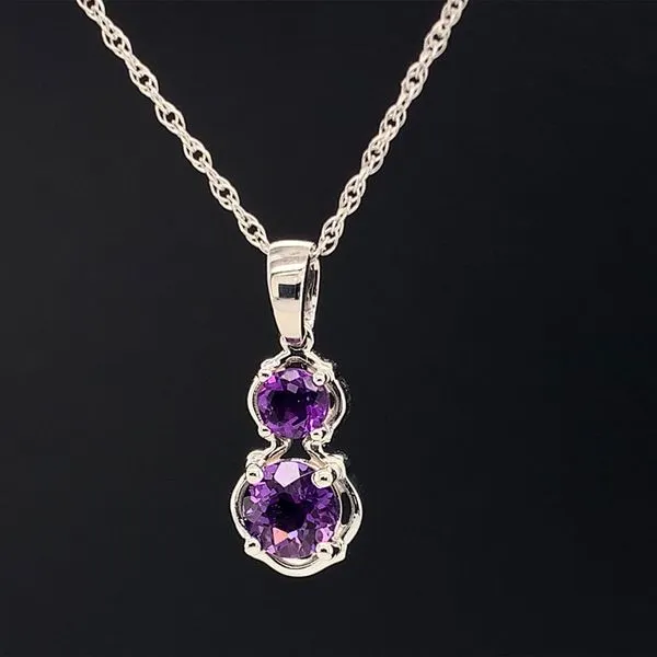Amethyst 2 Stone Pendant in White Gold Image 2 Geralds Jewelry Oak Harbor, WA