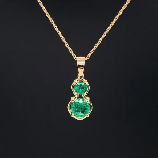 Emerald 2 Stone Pendant in Yellow Gold Geralds Jewelry Oak Harbor, WA