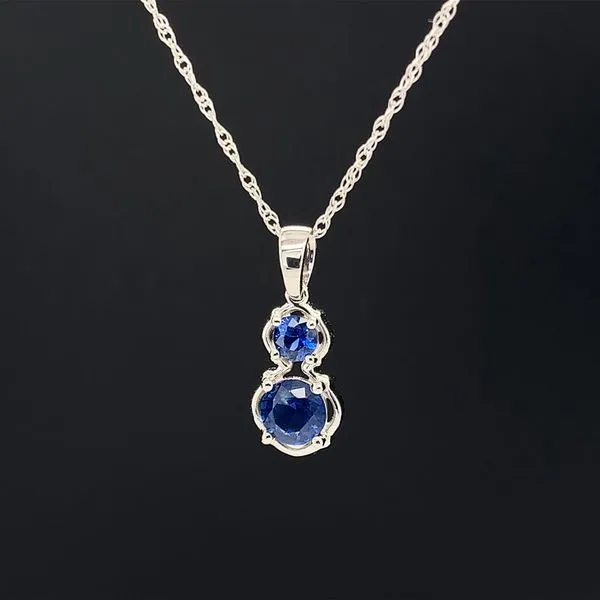 Sapphire 2 Stone Pendant in White Gold Image 2 Geralds Jewelry Oak Harbor, WA