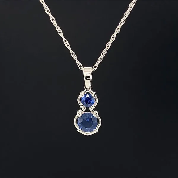 Sapphire 2 Stone Pendant in White Gold Geralds Jewelry Oak Harbor, WA