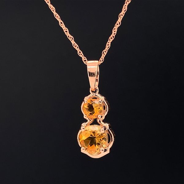 Citrine 2 Stone Pendant in Rose Gold