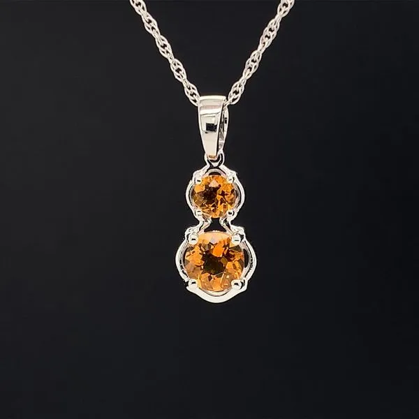 Citrine 2 Stone Pendant in White Gold Image 2 Geralds Jewelry Oak Harbor, WA