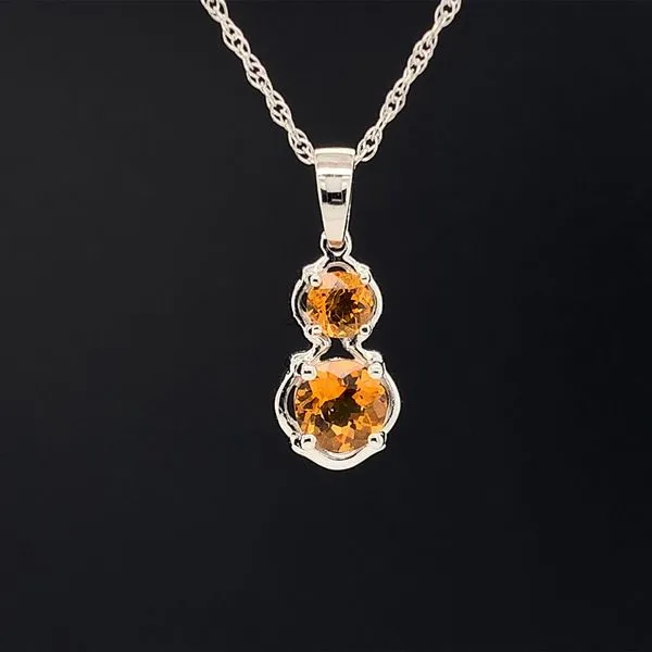 Citrine 2 Stone Pendant in White Gold Geralds Jewelry Oak Harbor, WA