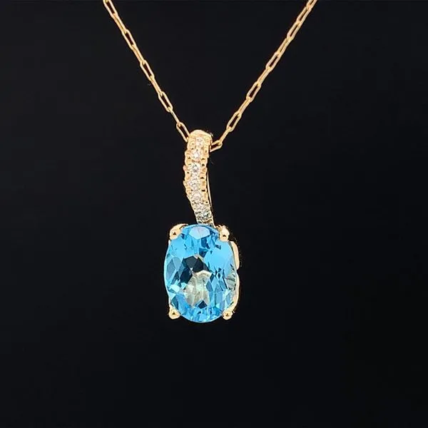 Blue Topaz And Diamond Pendant Image 2 Geralds Jewelry Oak Harbor, WA