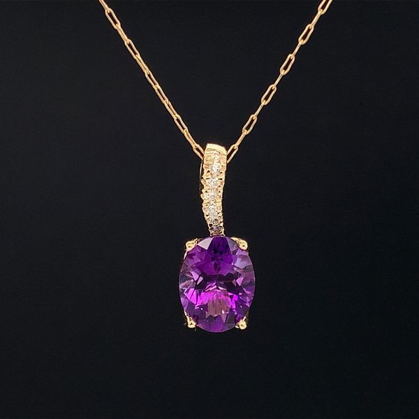 Amethyst And Diamond Pendant in Yellow Gold Geralds Jewelry Oak Harbor, WA