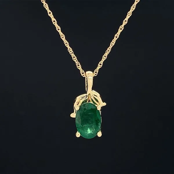 Natural Emerald Pendant With Yellow Gold Leaf Accents Geralds Jewelry Oak Harbor, WA