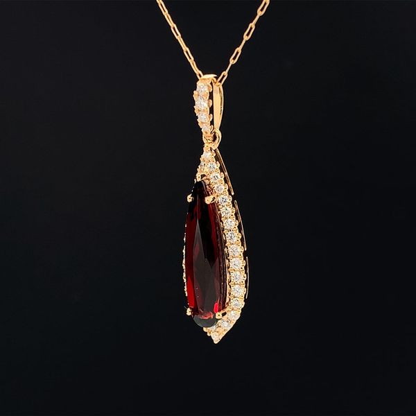 Fantasy Cut Garnet And Diamond Halo Style Pendant Image 2 Geralds Jewelry Oak Harbor, WA