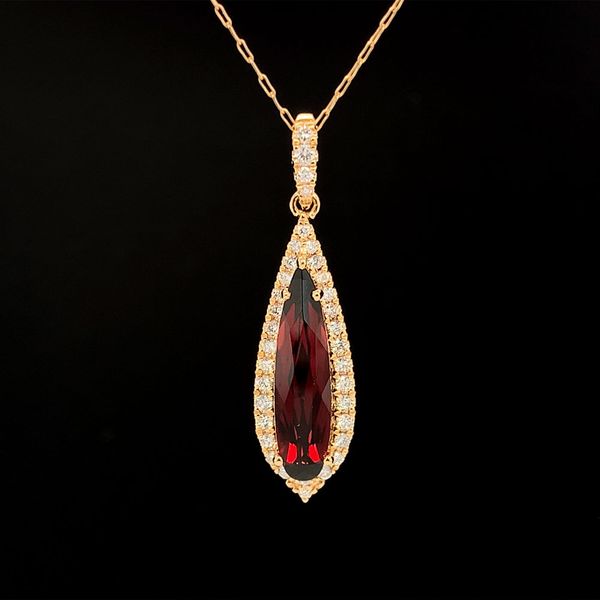 Fantasy Cut Garnet And Diamond Halo Style Pendant Geralds Jewelry Oak Harbor, WA