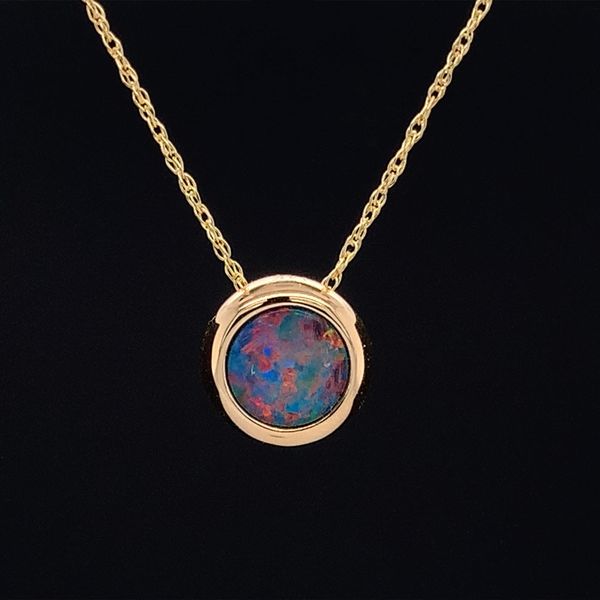 Round Australian Opal Doublet Pendant Geralds Jewelry Oak Harbor, WA