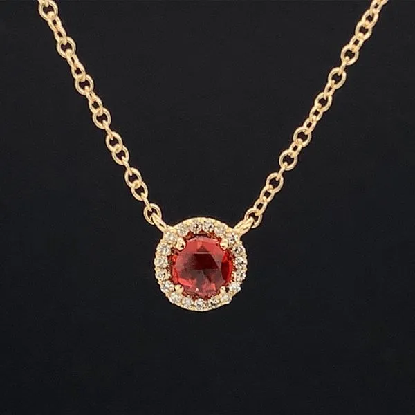 Garnet And Diamond Halo Station Necklace Geralds Jewelry Oak Harbor, WA