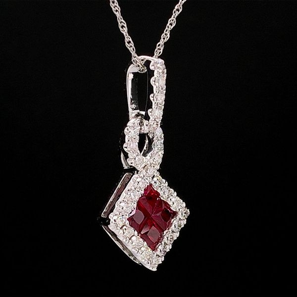 White Gold Ruby And Diamond Pendant Image 2 Geralds Jewelry Oak Harbor, WA