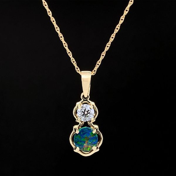 Yellow Gold Opal and Diamond Pendant Geralds Jewelry Oak Harbor, WA