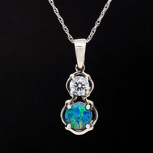 White Gold Opal and Diamond Pendant Geralds Jewelry Oak Harbor, WA