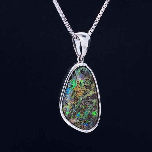 Sterling Silver Australian Boulder Opal Pendant Image 2 Geralds Jewelry Oak Harbor, WA