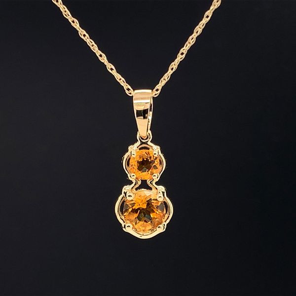 Citrine 2 Stone Pendant in Yellow Gold Geralds Jewelry Oak Harbor, WA