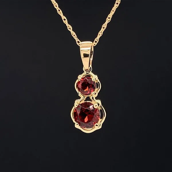 Garnet 2 Stone Pendant in Yellow Gold Image 2 Geralds Jewelry Oak Harbor, WA