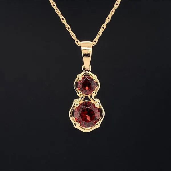 Garnet 2 Stone Pendant in Yellow Gold Geralds Jewelry Oak Harbor, WA