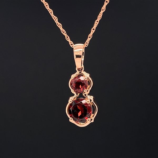 Garnet 2 Stone Pendant in Rose Gold Image 2 Geralds Jewelry Oak Harbor, WA