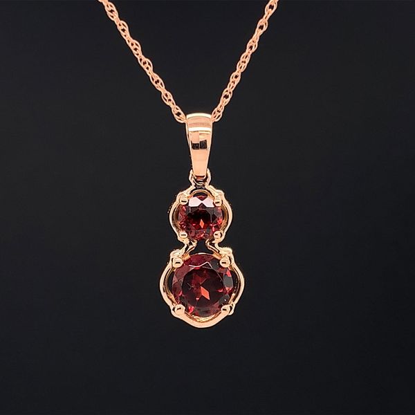 Garnet 2 Stone Pendant in Rose Gold Geralds Jewelry Oak Harbor, WA