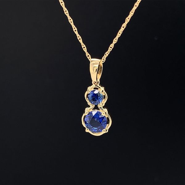 Sapphire 2 Stone Pendant in Yellow Gold Image 2 Geralds Jewelry Oak Harbor, WA