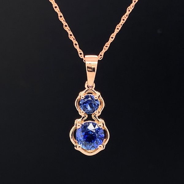 Sapphire 2 Stone Pendant in Rose Gold Geralds Jewelry Oak Harbor, WA