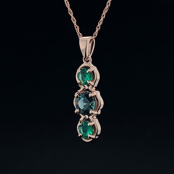 Emerald and Montana Sapphire 3 Stone Pendant Image 2 Geralds Jewelry Oak Harbor, WA