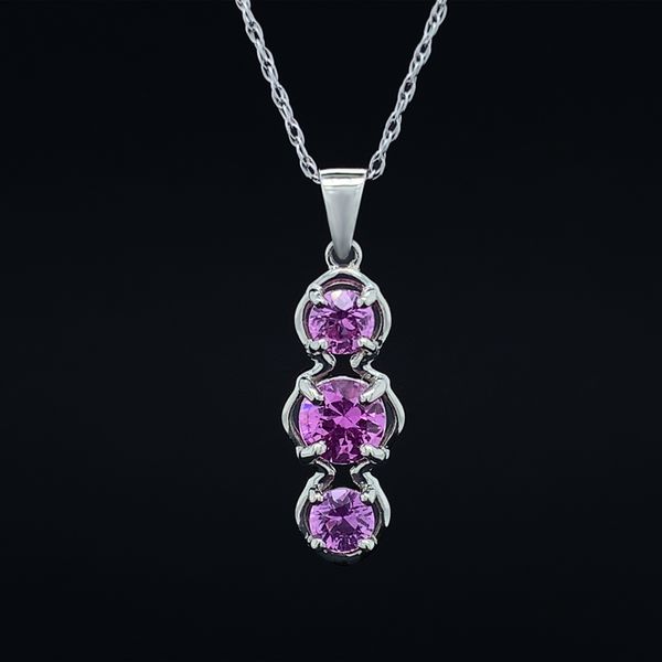Pink Sapphire 3 Stone Pendant Geralds Jewelry Oak Harbor, WA