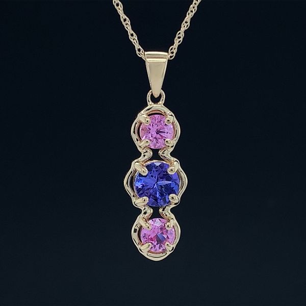 Tanzanite and Pink Sapphire 3 Stone Pendant Geralds Jewelry Oak Harbor, WA