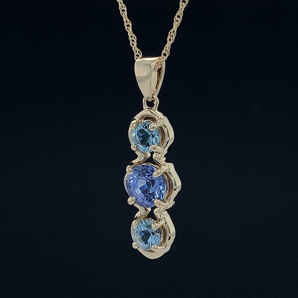 Ceylon Sapphire and Aquamarine 3 Stone Pendant Image 2 Geralds Jewelry Oak Harbor, WA