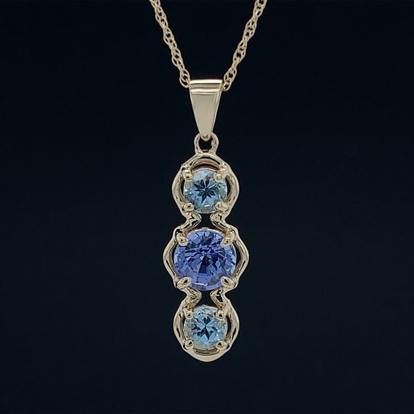Ceylon Sapphire and Aquamarine 3 Stone Pendant Geralds Jewelry Oak Harbor, WA