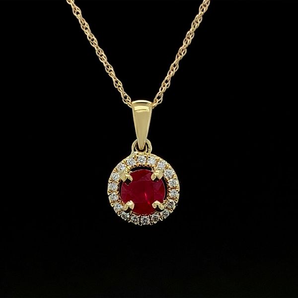 Ruby And Diamond Halo Pendant Geralds Jewelry Oak Harbor, WA