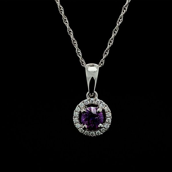 Purple Sapphire And Diamond Halo Pendant Geralds Jewelry Oak Harbor, WA