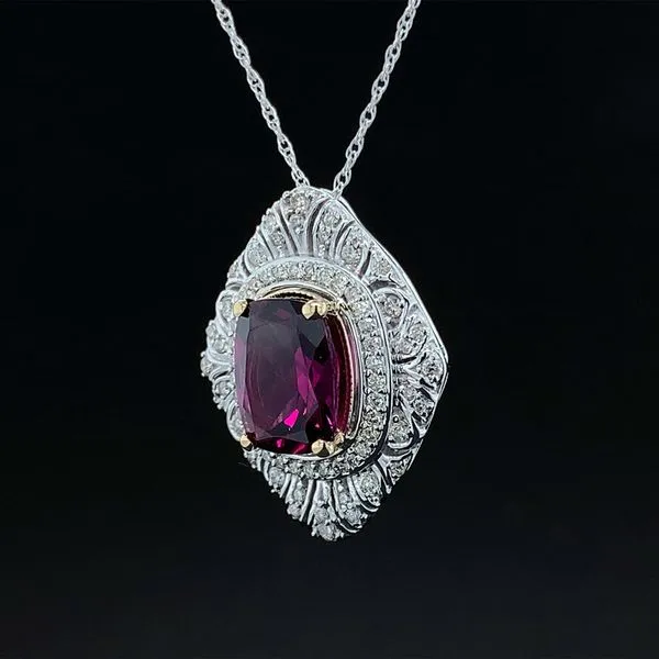 Vintage Style Rhodolite Garnet And Diamond Slider Pendant Image 2 Geralds Jewelry Oak Harbor, WA