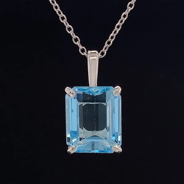 5.18Ct Emerald Cut Swiss Blue Topaz Pendant Geralds Jewelry Oak Harbor, WA