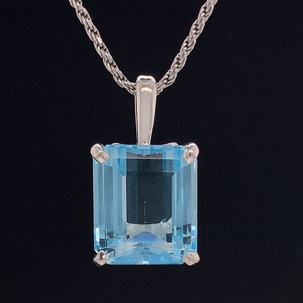 7.30Ct Emerald Cut Swiss Blue Topaz Pendant Geralds Jewelry Oak Harbor, WA