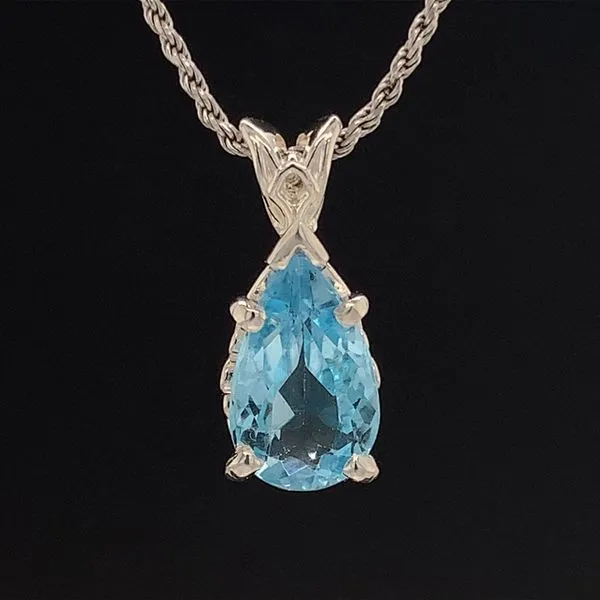 2.93Ct Pear Shape Swiss Blue Topaz Pendant Geralds Jewelry Oak Harbor, WA