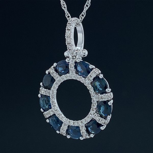 Sapphire And Diamond Circle Pendant Image 2 Geralds Jewelry Oak Harbor, WA