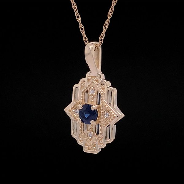 Art Deco Style Sapphire and Diamond Pendant Image 2 Geralds Jewelry Oak Harbor, WA