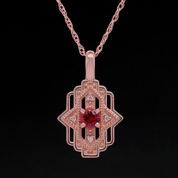 Art Deco Style Fire Ruby and Diamond Pendant Geralds Jewelry Oak Harbor, WA