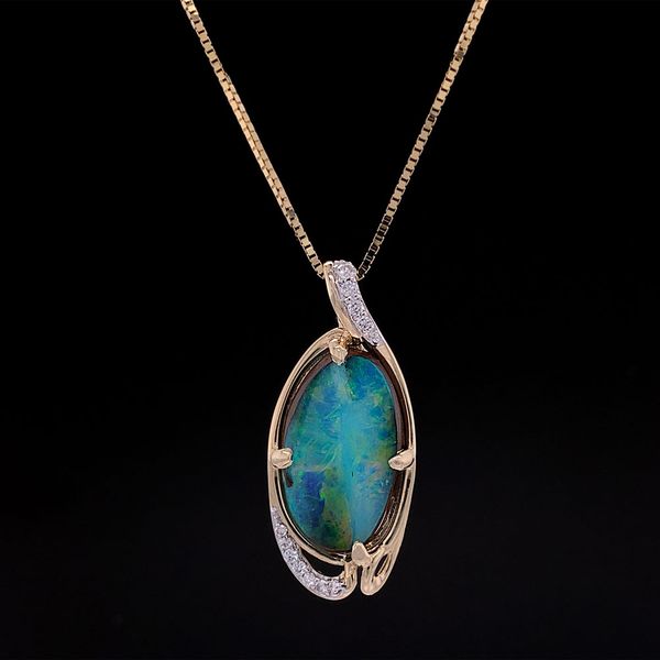 Custom Australian Boulder Opal And Diamond Pendant Geralds Jewelry Oak Harbor, WA