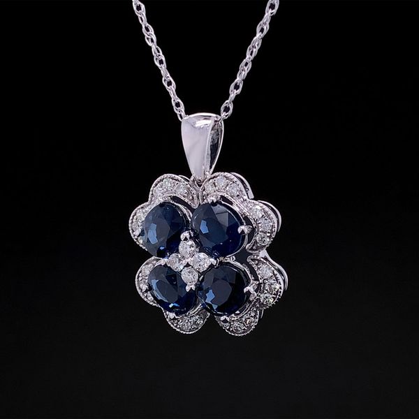 Sapphire And Diamond Flower Pendant Image 2 Geralds Jewelry Oak Harbor, WA