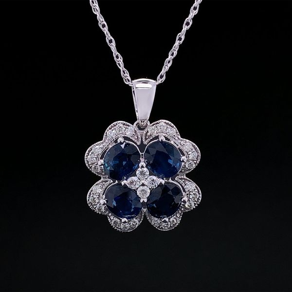 Sapphire And Diamond Flower Pendant Geralds Jewelry Oak Harbor, WA