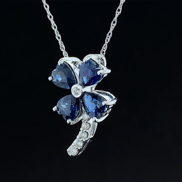 Sapphire And Diamond Flower Pendant Image 2 Geralds Jewelry Oak Harbor, WA