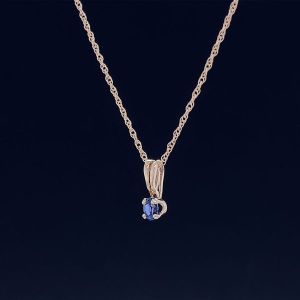 Small Solitaire Yogo Sapphire Pendant Image 2 Geralds Jewelry Oak Harbor, WA