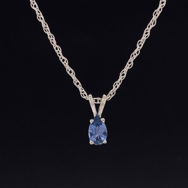 Small Pear Shape Yogo Sapphire Solitaire Pendant Geralds Jewelry Oak Harbor, WA