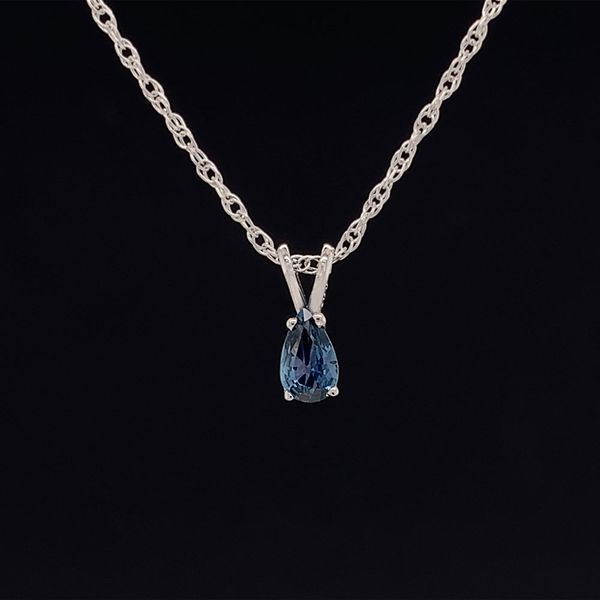 Small Pear Shape Yogo Sapphire Solitaire Pendant Geralds Jewelry Oak Harbor, WA