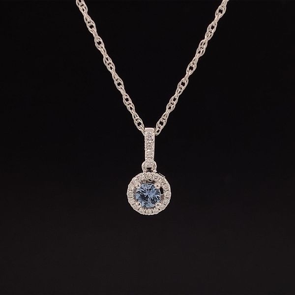Yogo Sapphire And Diamond Halo Pendant Geralds Jewelry Oak Harbor, WA