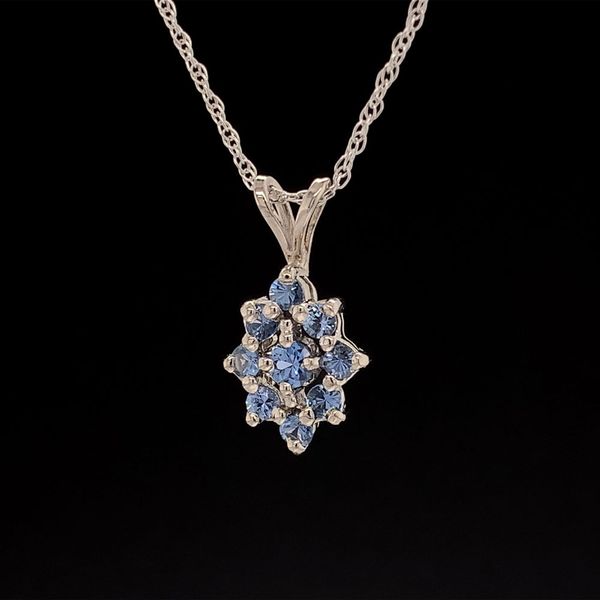 Yogo Sapphire Cluster Style Pendant Image 2 Geralds Jewelry Oak Harbor, WA