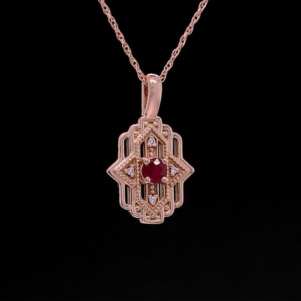 Ruby And Diamond Art Deco Style Pendant Image 2 Geralds Jewelry Oak Harbor, WA