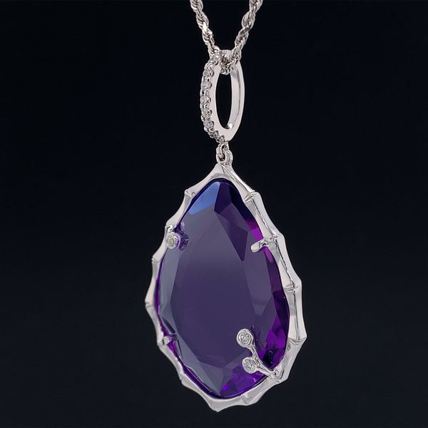 Fantasy Cut Amethyst Pendant with Diamond Accents Image 2 Geralds Jewelry Oak Harbor, WA